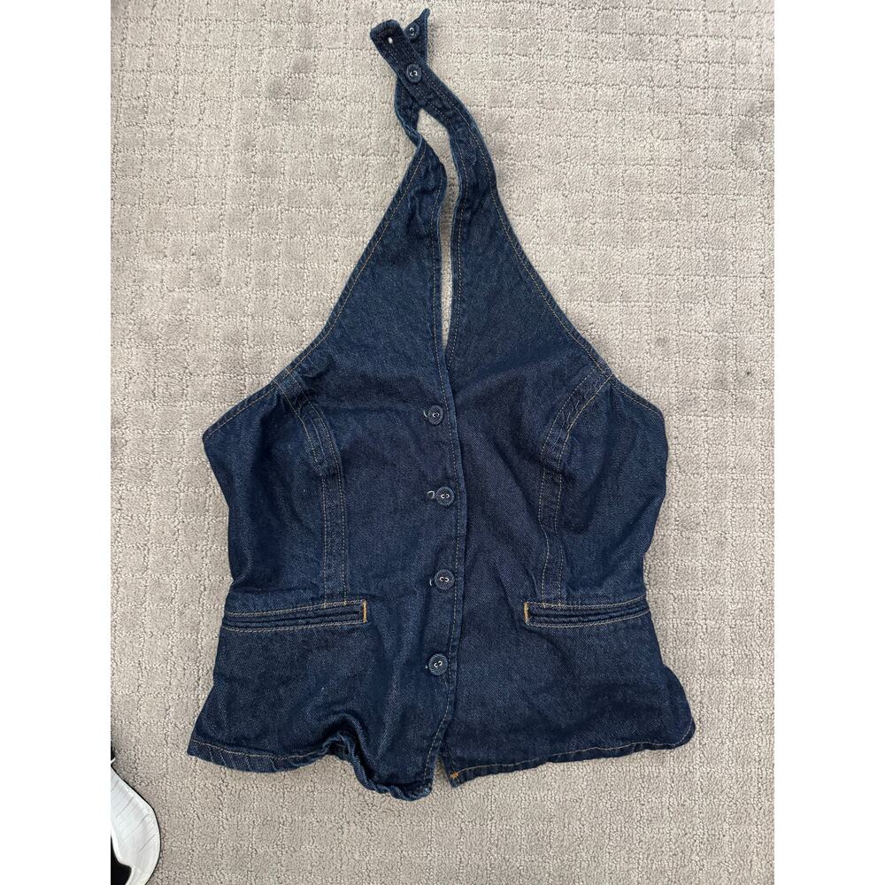 NWOT Reformation Tate Denim Top in Blue SZ 10 - Picture 6 of 7